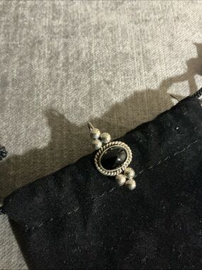 SINGLE Vintage Sterling Silver/Black Onyx Earring